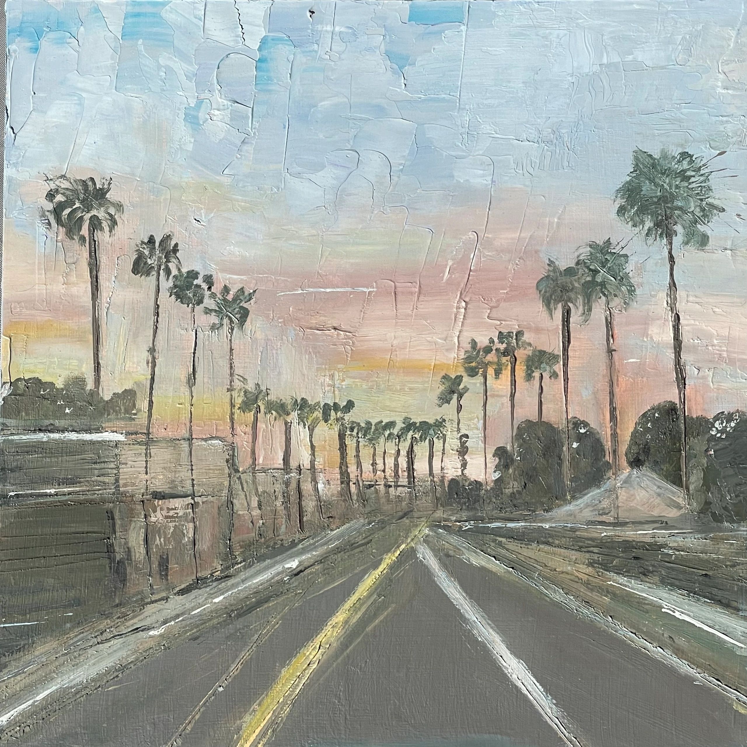 Abstract art, oil on wood panel