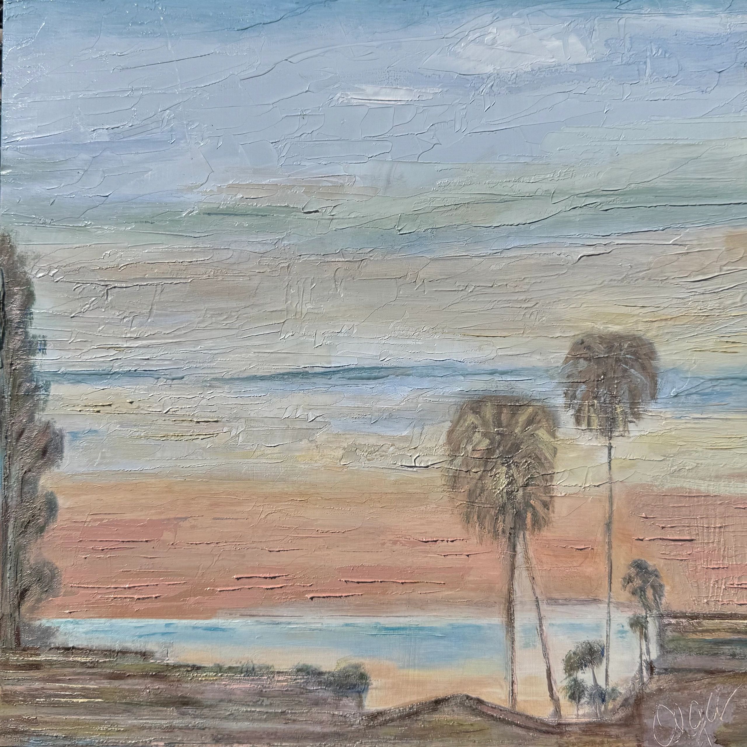 sunset, coastal, ocean, beauty, sunset, peace, la jolla, birdrock, california, oil on wood panel, or