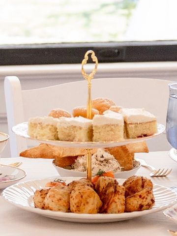 Tiered tray made from vintage pates and gold hardware