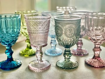 colored vintage glass goblets