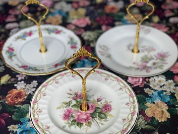 small plates with gold handles