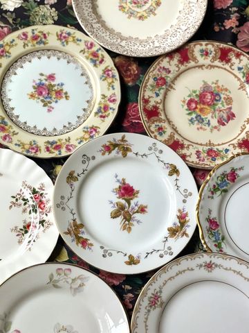 small plates in different floral designs
