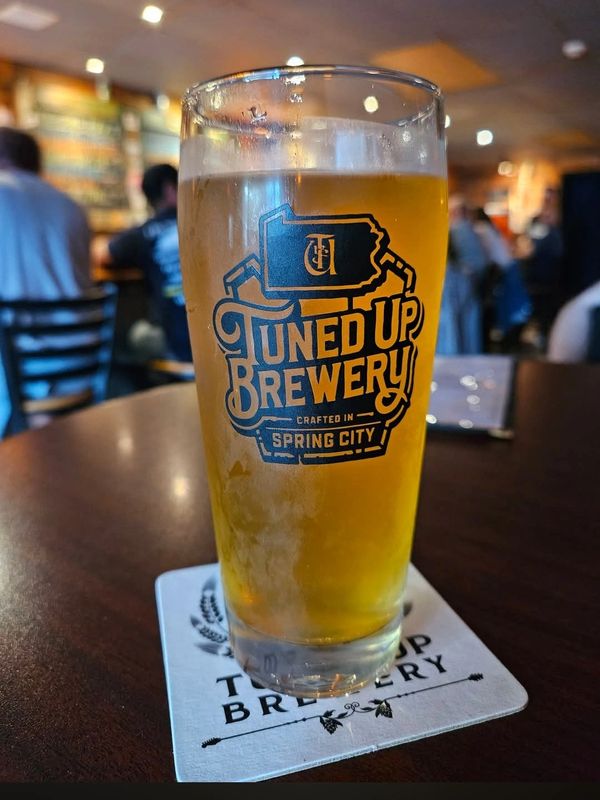 Glass of beer from Tuned Up Brewery.