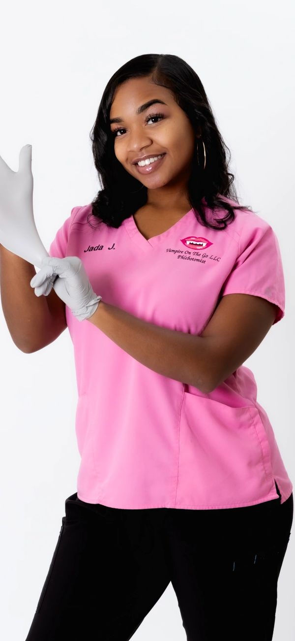 Jada J. a National Certified Phlebotomist for 10+ years, her goal is to ensure an easy process and h