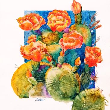 Cactus Flowers waterrcolor painting