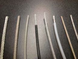 Wire rope cut to length in various sizes, bare and coated with pvc or nylon