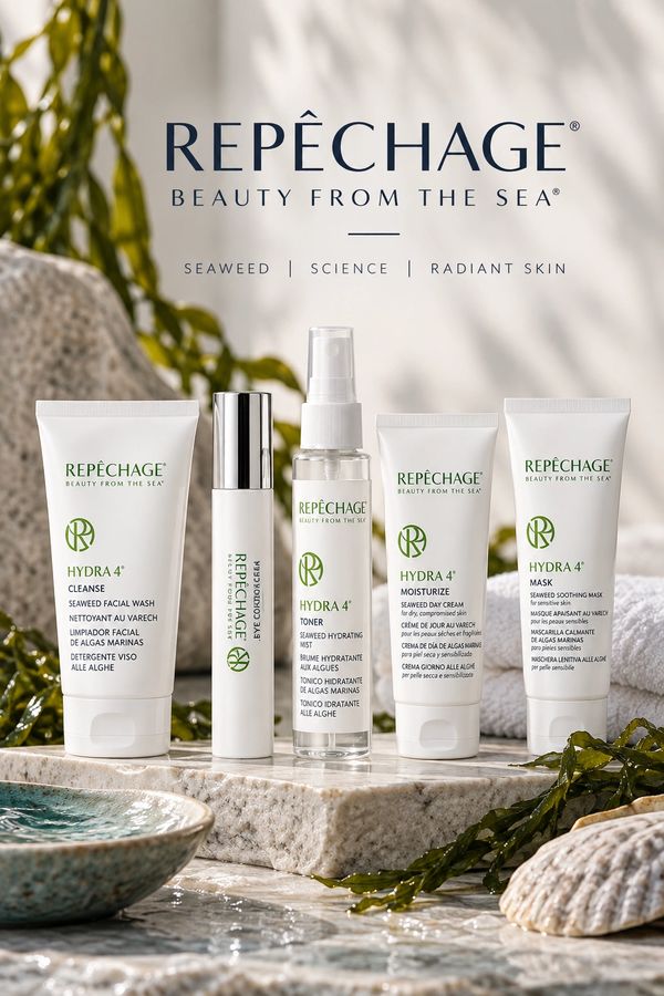 Repêchage skincare products featuring seaweed-based hydrating formulas.