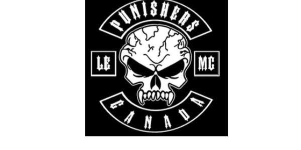 Black and white Punishers MC Canada skull logo.