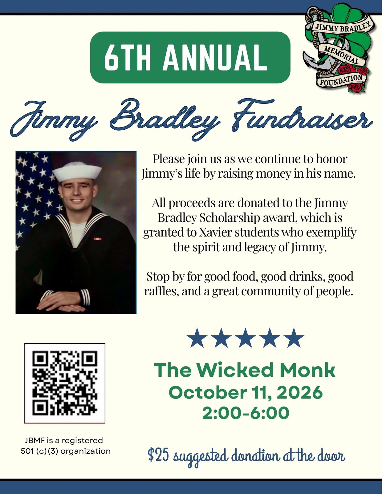 Flyer for 6th Annual Jimmy Bradley Fundraiser on October 11, 2026.