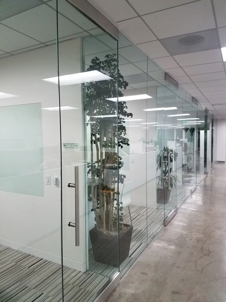 1/2" Clear Glass Office Partition  with Full Height Doors