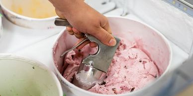 Black Cherry Thrifty Ice cream being scooped