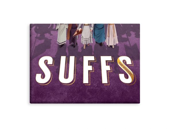 Purple background with 'SUFFS' text and shadows of people above.