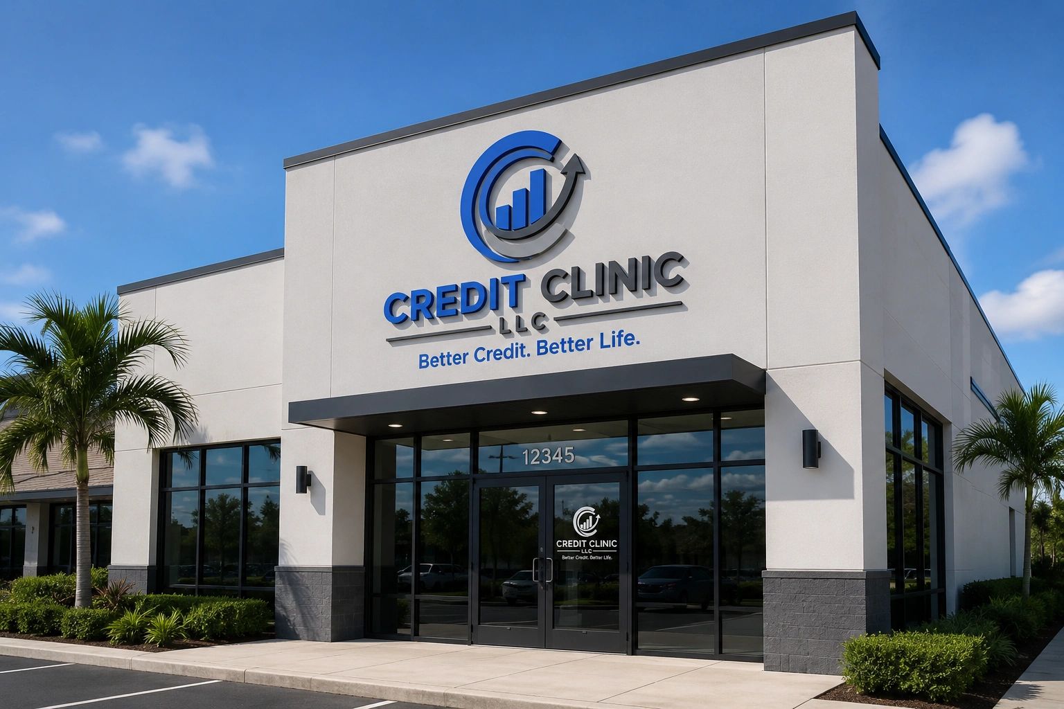 Modern Credit Clinic building with clear signage.