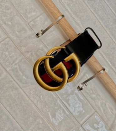 Gucci Web Leather Fabric Belt 