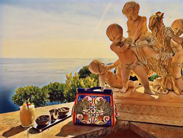 Dolce & Gabbana Sicily Medium Majolica-Print Leather Bag In Multi