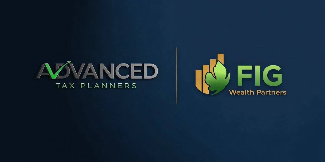 Logos of Advanced Tax Planners and FIG Wealth Partners on a dark background.