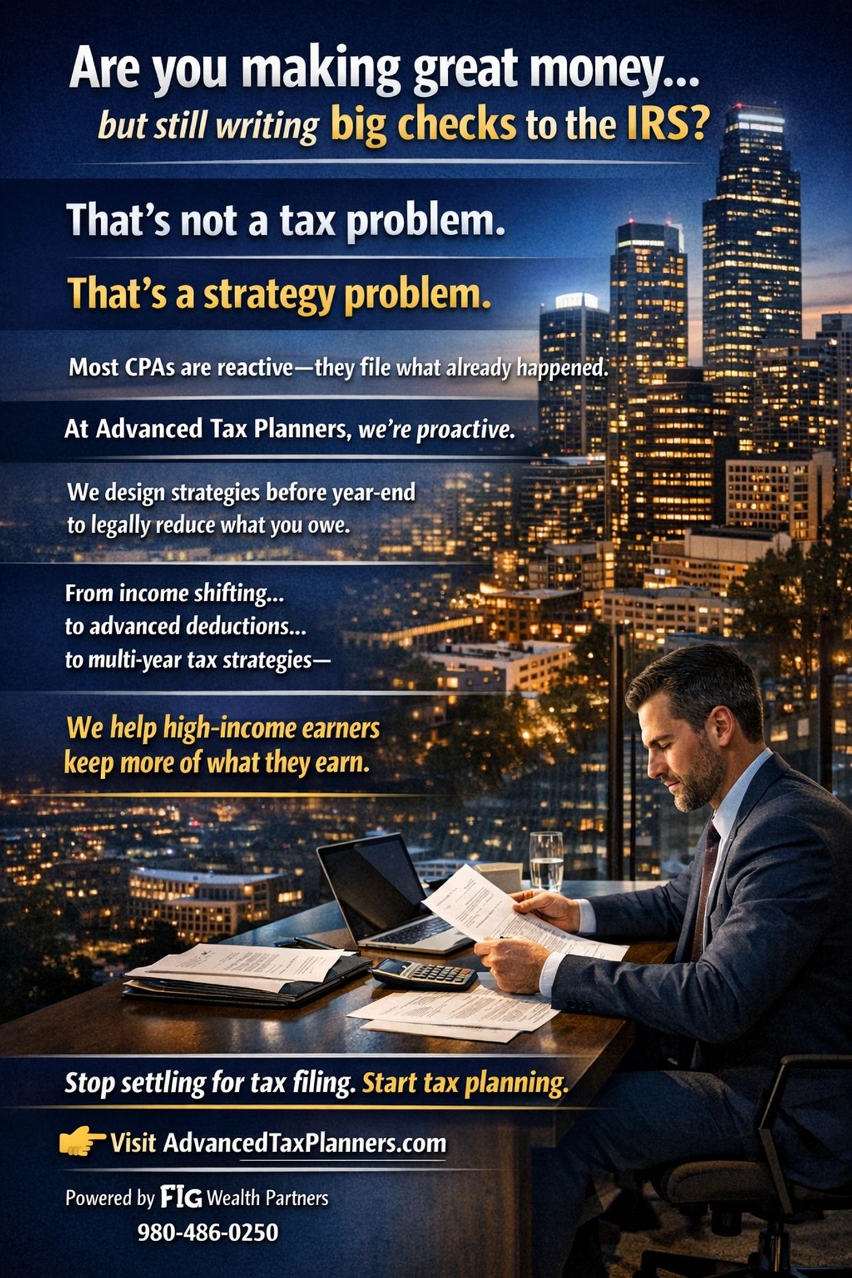 Tax strategy advice for high-income earners from Advanced Tax Planners.