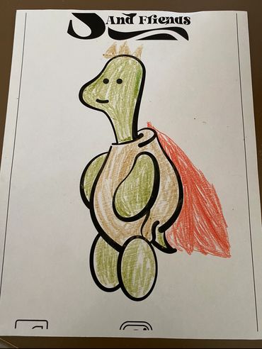 Nice drawing a kid made of Dillon the turtle as a king from Sheldon and Friend's Free Coloring Pages