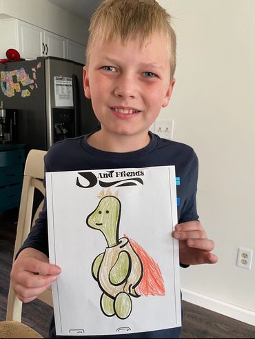 Nice drawing a kid made of Dillon the turtle as a king from Sheldon and Friend's Free Coloring Pages