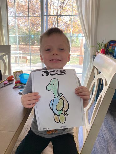 Nice drawing a kid made of Dillon the turtle from Sheldon and Friend's Free Coloring Pages