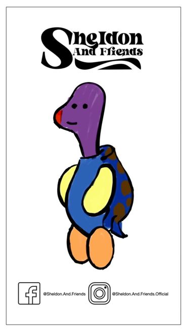 A nice drawing a kid made of Dillon the turtle from Sheldon and Friend's Free Coloring Pages