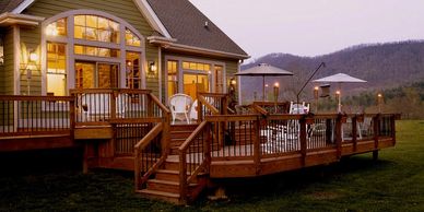 multi-level deck with seating and entertaining space