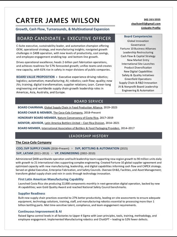Board & Executive Officer Resume