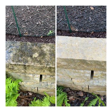 limestone before and after pressure washing Johnston Iowa