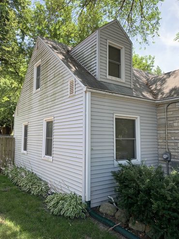 Vinyl siding before cleaning algae 