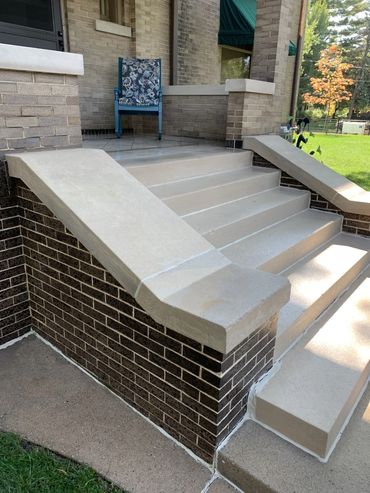 Historic sandstone entryway after being professionally power washed in Des Moines, Iowa