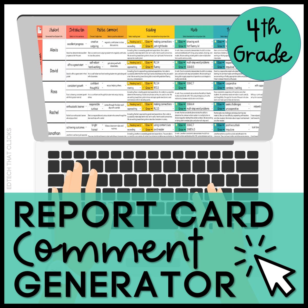 Report card comment generator for google sheets 4th grade