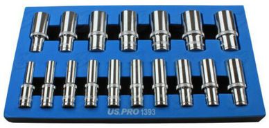 12 Point Deep Socket Set 3/8"dr 8-24mm Double Hex Long Reach Deep Sockets