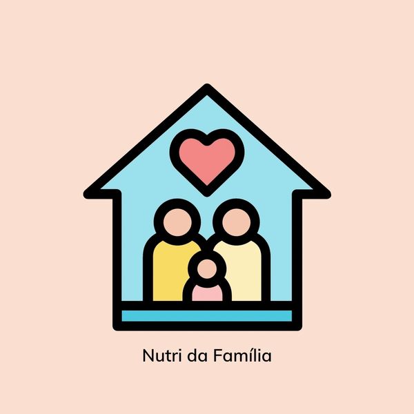 ilustração de uma casa com dois cuidadores e uma criança 