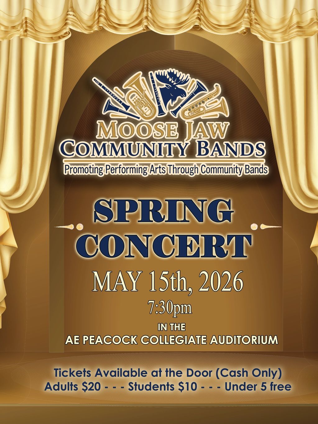 Moose Jaw Community Bands Spring Concert on May 15, 2026, at AE Peacock Collegiate Auditorium.