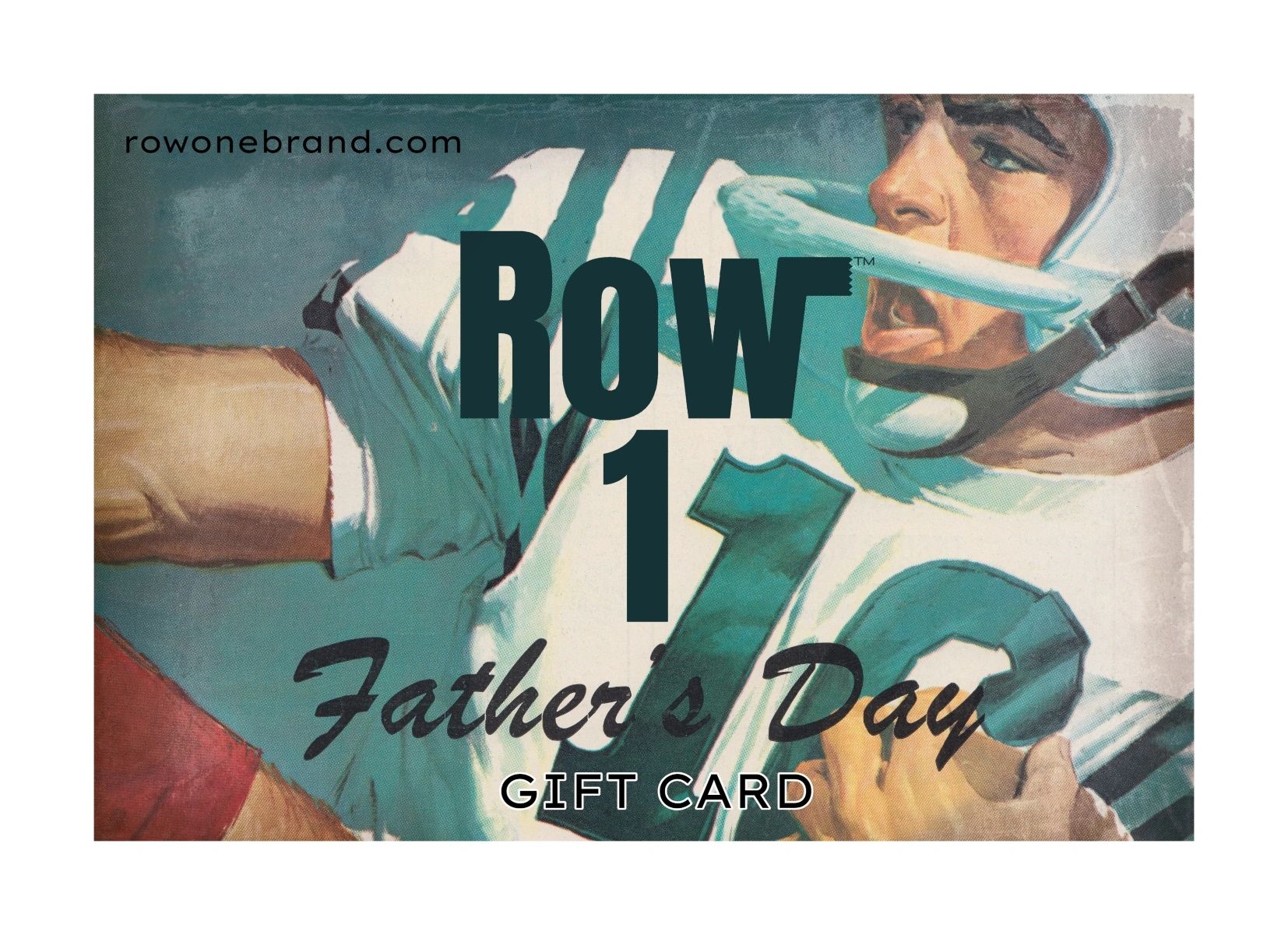 Father's Day Sports Gift E-Gift Card with a vintage football player wearing a single bar helmet