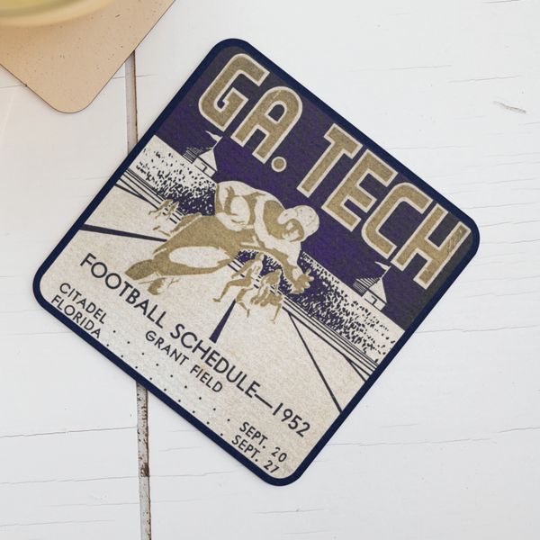 Father's Day Gift Ideas in 2022, Vintage Georgia Tech Football Drink Coasters from Row One Brand