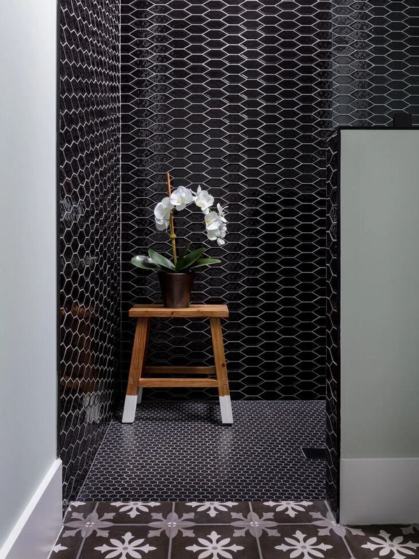 Black Subway Tile Shower 