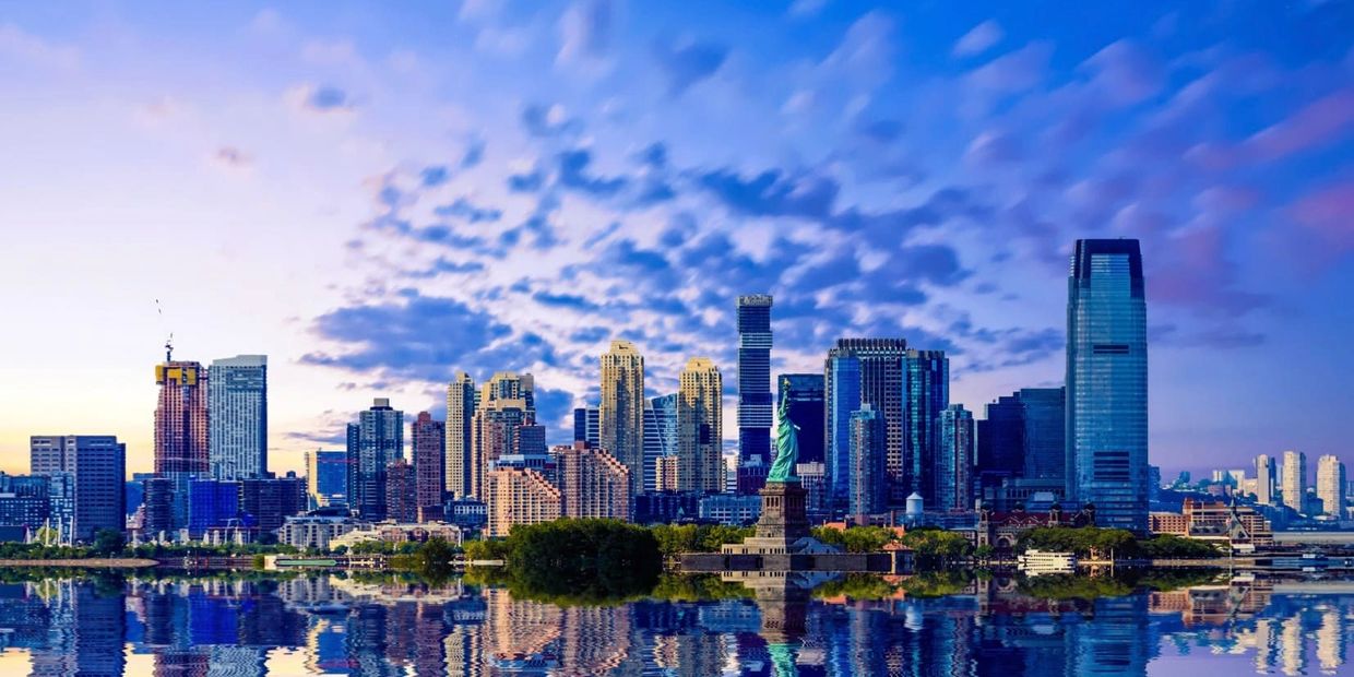New Jersey city skyline view from New York.