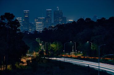 Downtown. Houston, Texas from Memorial Bridge