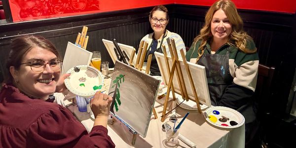 Mobile paint party Muskoka setup at lakefront home