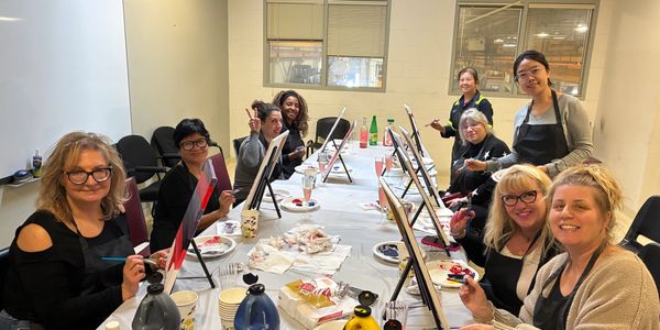 Girls weekend paint party with bride and friends