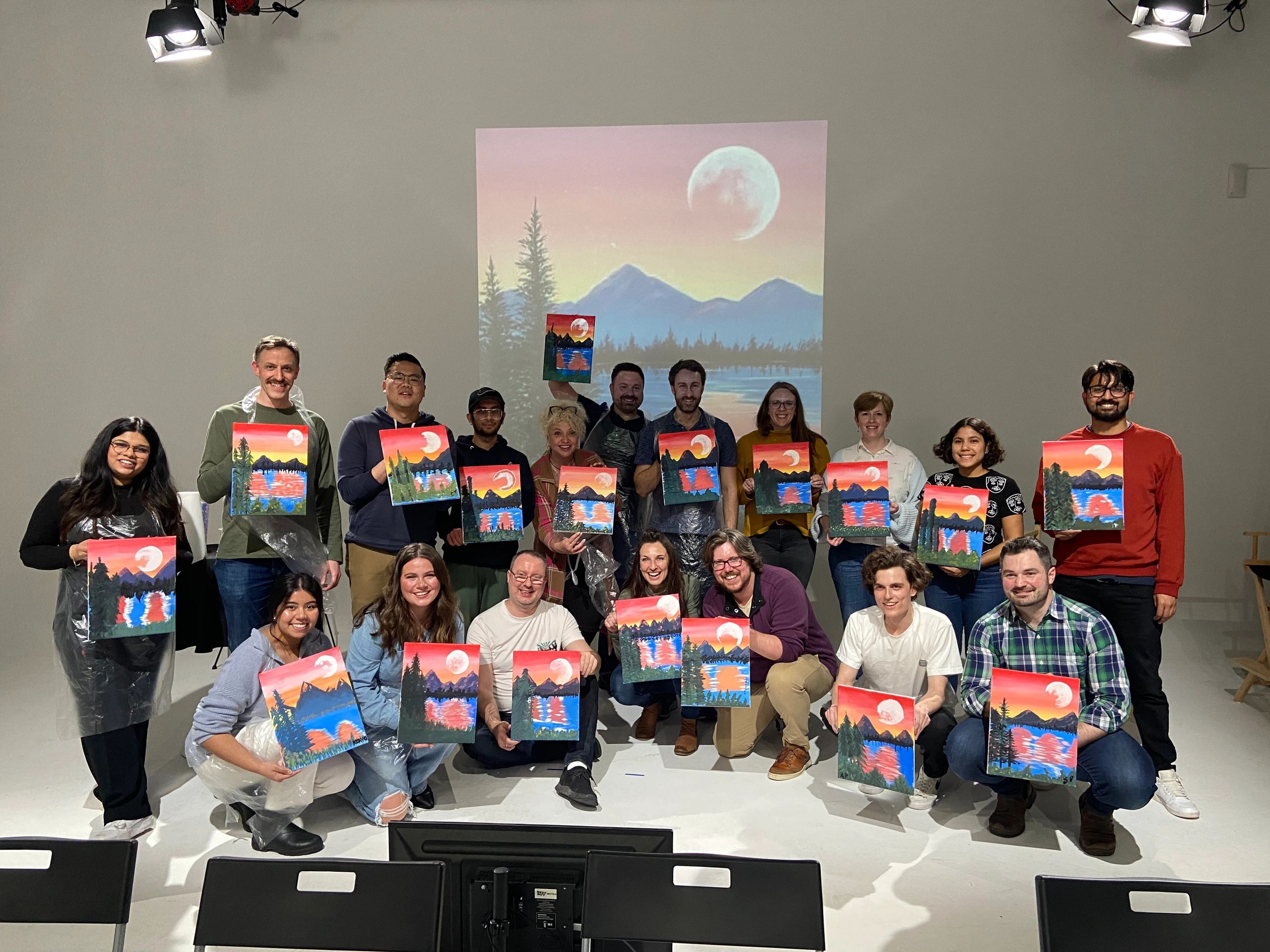 corporate team building paint and sip party in Toronto