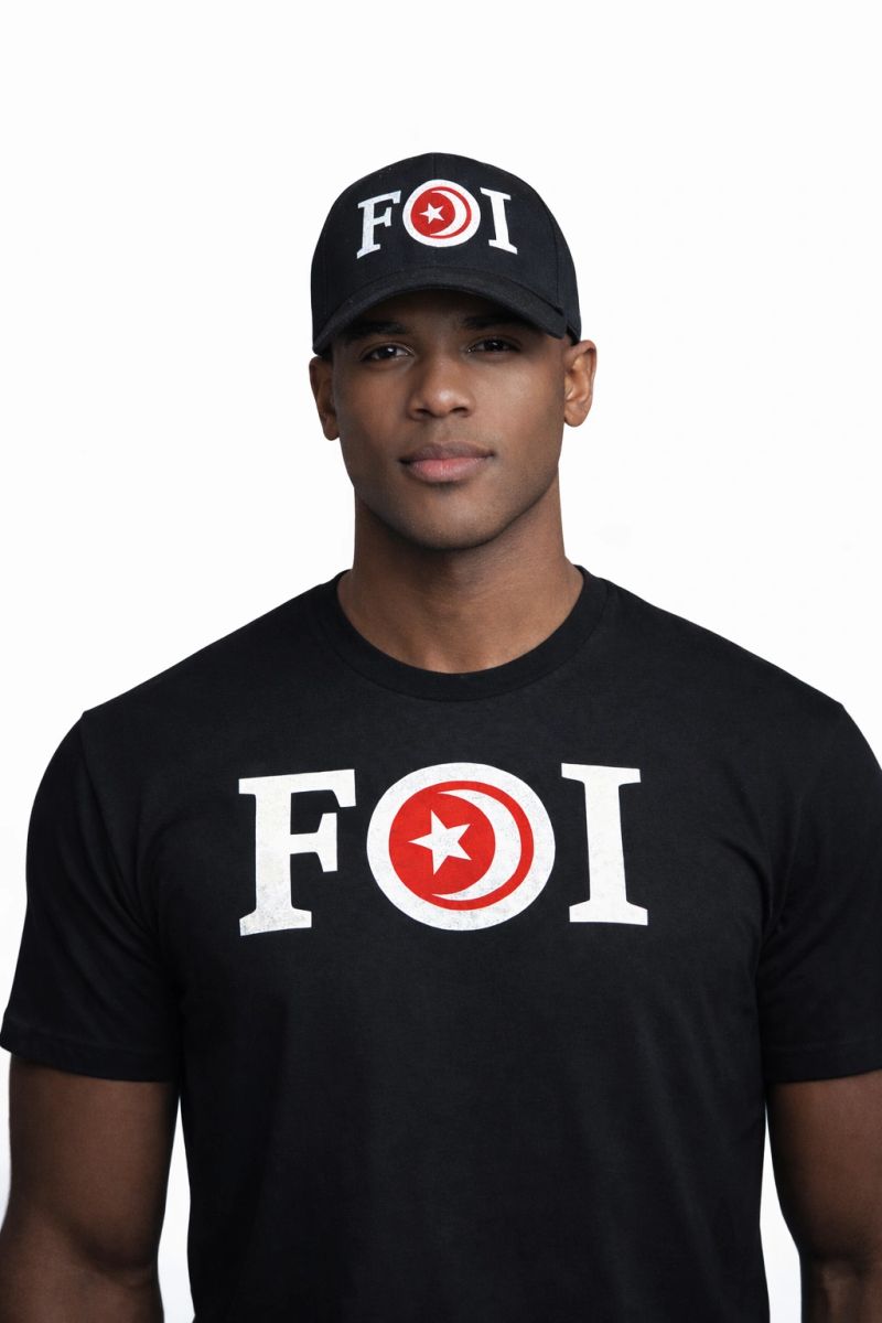 FOI WHITE ON BLACK SHIRT
