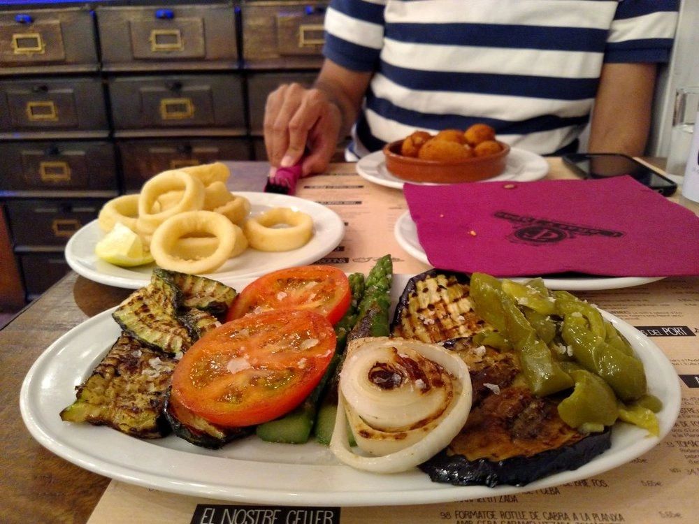 First picture of Tapas (Calamaris, Grilled vegetables and Potato with cheese) First picture of Tapas (Calamaris, Grilled vegetables and Potato with cheese)