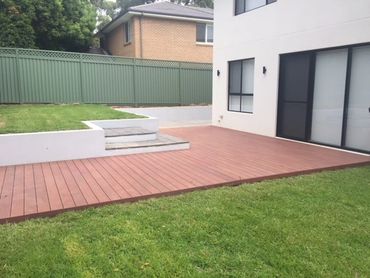 Red composite deck over steel frame