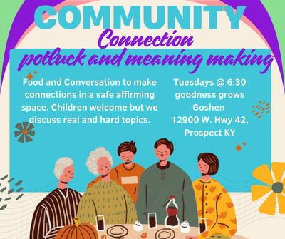Community potluck event for connection and meaningful conversation.