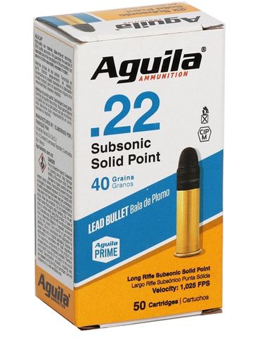 Aquila Sub Sonic .22 lr Solid Point 40 gr suppressor ready