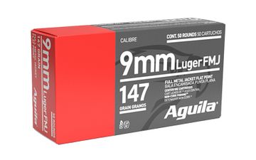 Aguila 9mm 147 grin FMJ Flat Point Subsonic.