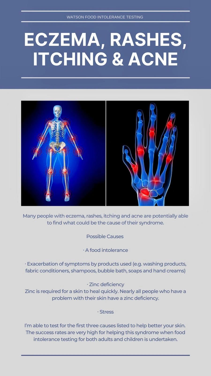 Skin problems- rashes- eczema- acne- itching 
