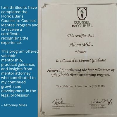 Counsel to Counsel: The Florida Bar’s first statewide virtual mentoring program. 